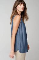 Sleeveless Indigo Top