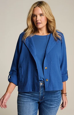 cotton-gauze hooded jacket