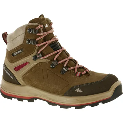 Women’s Hiking Leather Boots – MT 100 Beige