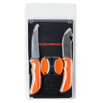 Kit with 2 Knives and a Sharpener for Processing Game