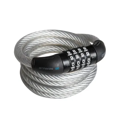 Bike Coil Cable Combination Lock - 120 Grey