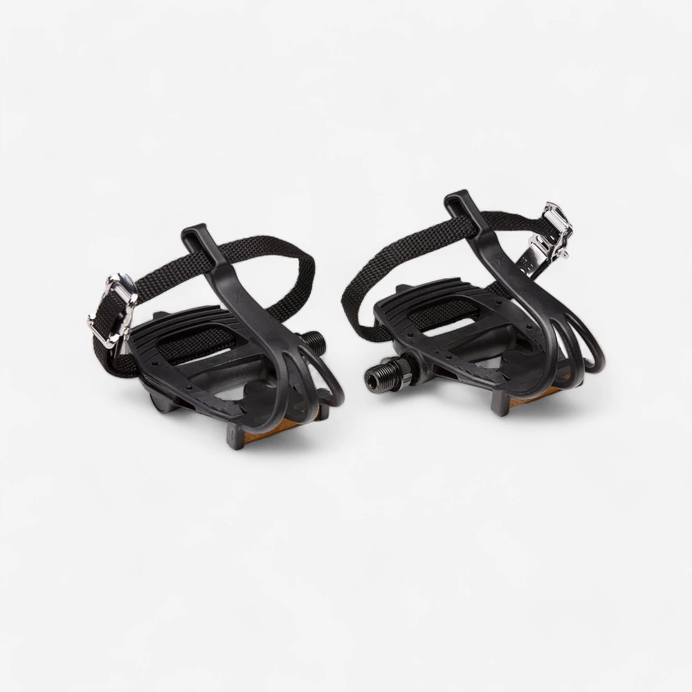 100 Resin Road Biking Pedals with Toe Clips