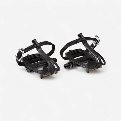 100 Resin Road Biking Pedals with Toe Clips