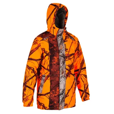 VESTE CHASSE IMPERMEABLE SILENCIEUSE CAMO FLUO POSTE 100