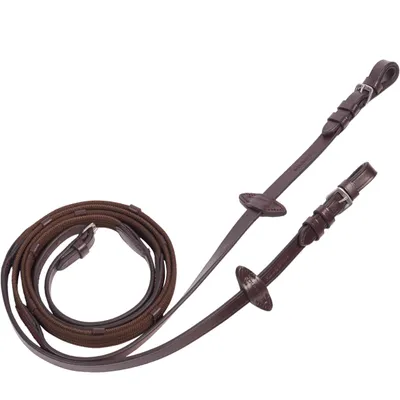 Horse Riding Silicone Grip Reins - 500 Brown