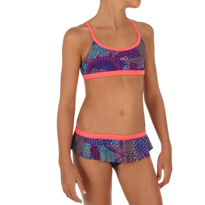 Maillot de natation fille deux pièces Riana Skirt Plum
