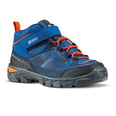 Chaussures imperméables de randonnée -MH120 MID bleues- enfant 28 AU 34 scratch