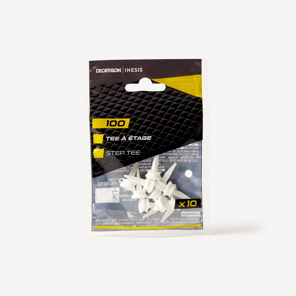 Golf Plastic Step Tees - Inesis 100 White x10 6 mm