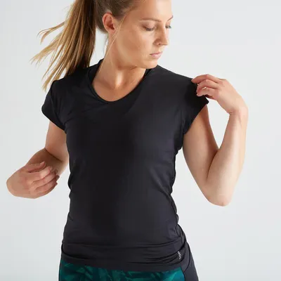 T-shirt slim Col V Fitness Cardio Femme
