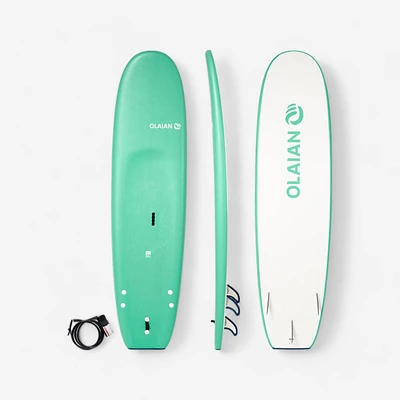 Surfboard with leash and 3 fins - 7'5 100