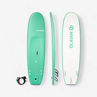 Surfboard with leash and 3 fins - 7'5 100