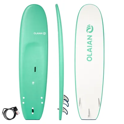 Surfboard with leash and 3 fins - 7'5 100