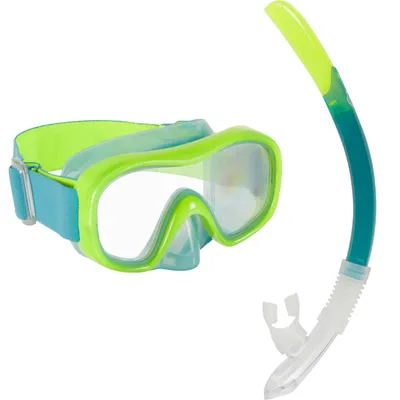 Kids’ Mask and Snorkel snorkelling Kit SNK 520 neon green