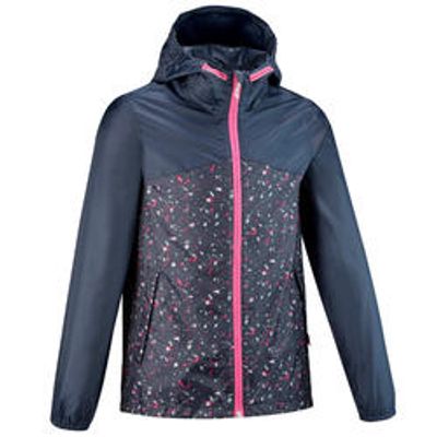 Veste imperméable de randonnée - MH150 imprimée grise tribal enfant 7-15 ans