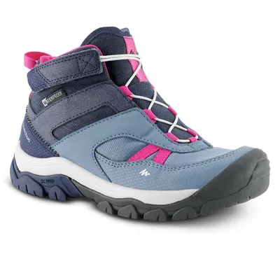 Chaussures imperméables de randonnée -CROSSROCK MID bleues- enfant 28 AU 34