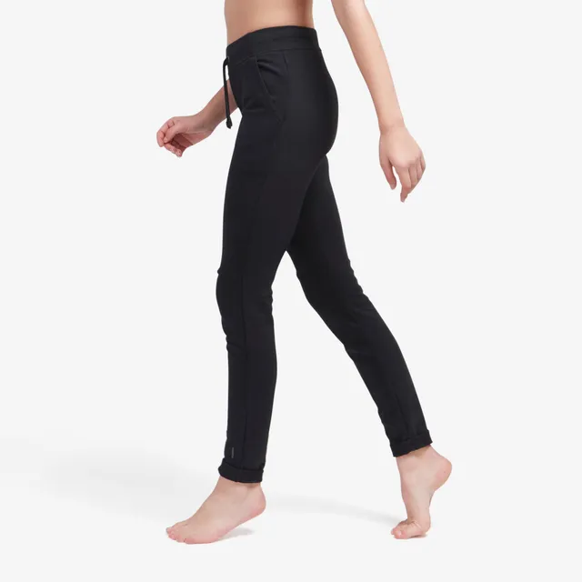 Women's Cropped Slim-Fit Gym Leggings - Fit+ 500 Black - Black