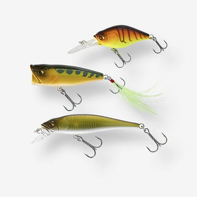 PLUG BAIT POPPER MINNOW LURE FISHING PERCH KIT 3 PB