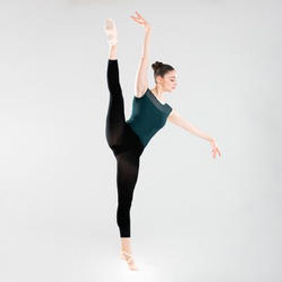 Justaucorps de danse classique manches courtes bi-matière femme