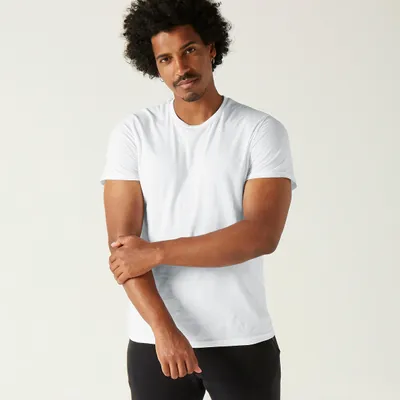 Men's Gym Cotton T-Shirt - 100 White