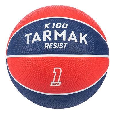 Kids' Size 1 Rubber Basketball - K 100 Blue/Orange