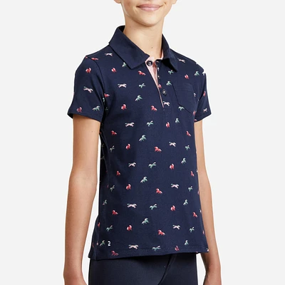 Girls' Horse Riding Short-Sleeved Polo Shirt 140