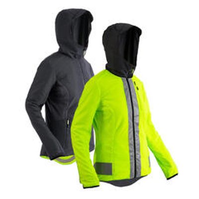 VESTE VÉLO REVERSIBLE CERTIFIEE EPI VISIBILITE JOUR NUIT 560 FEMME NOIRE JAUNE