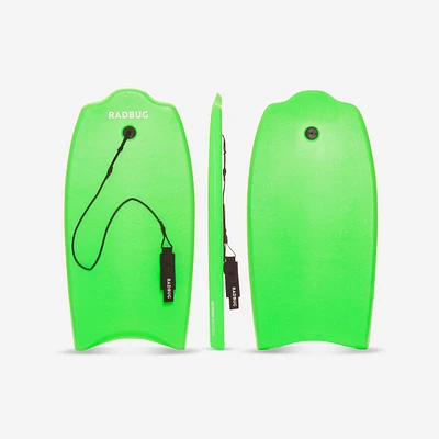 35" Entry-level 100 Technical Bodyboard with leash for 6-12 year-olds - Kids