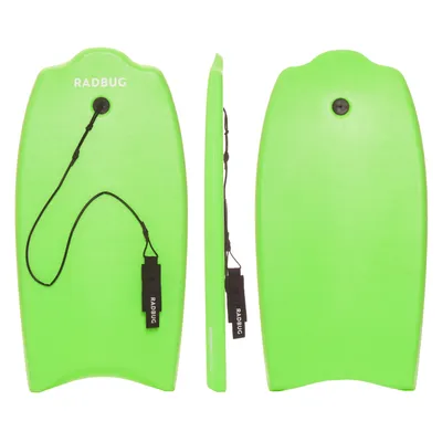 35" Entry-level 100 Technical Bodyboard with leash for 6-12 year-olds - Kids