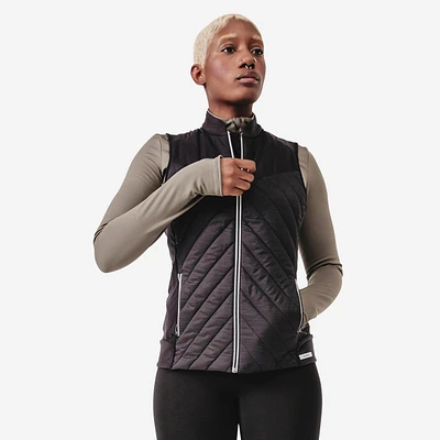 Women's Warm Sleeveless Running Gilet - Black