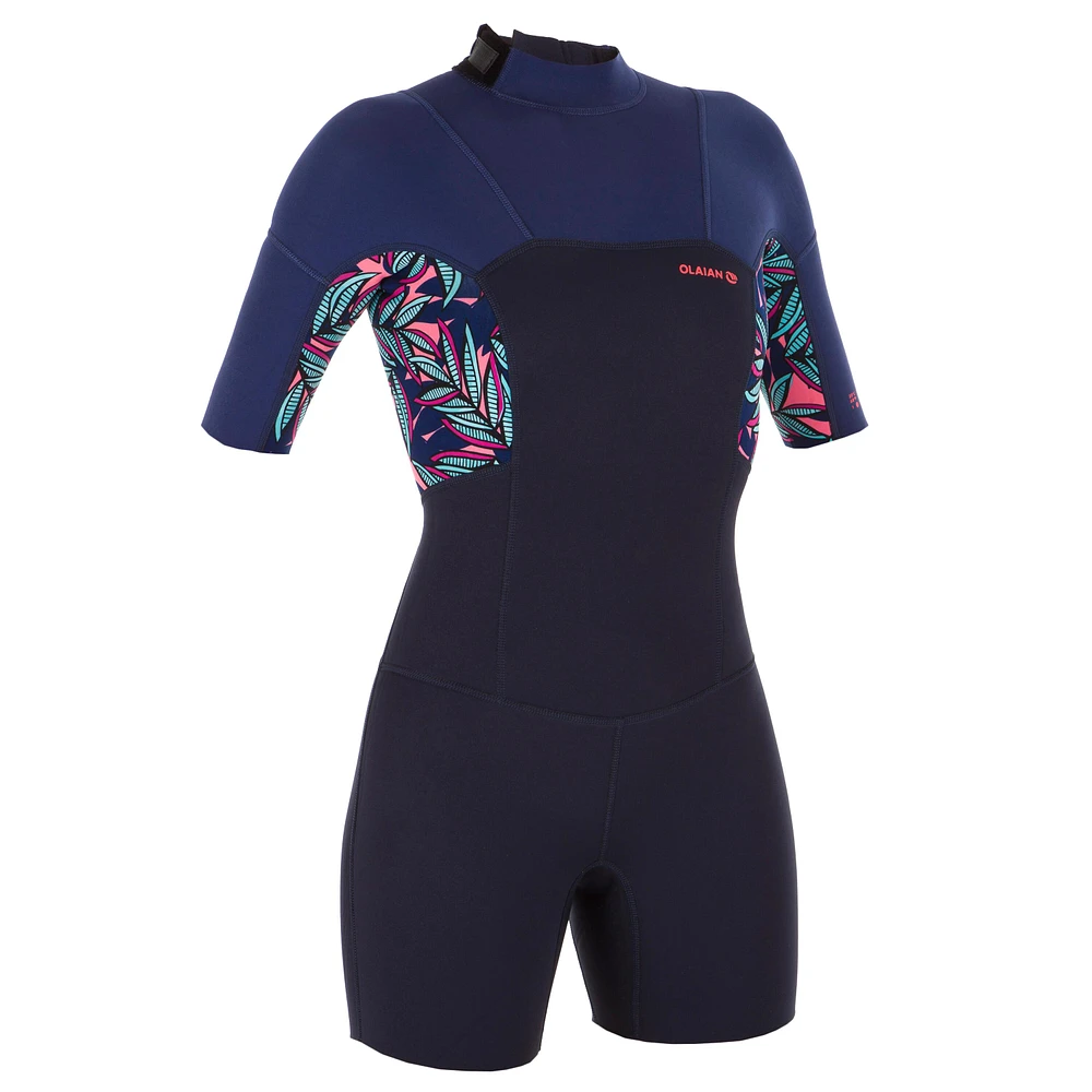 Women's Surfing Wetsuit - Shorty 500 Blue