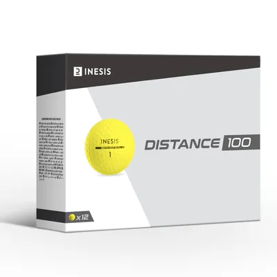 Golf Balls x12 - Inesis Distance 100 Yellow