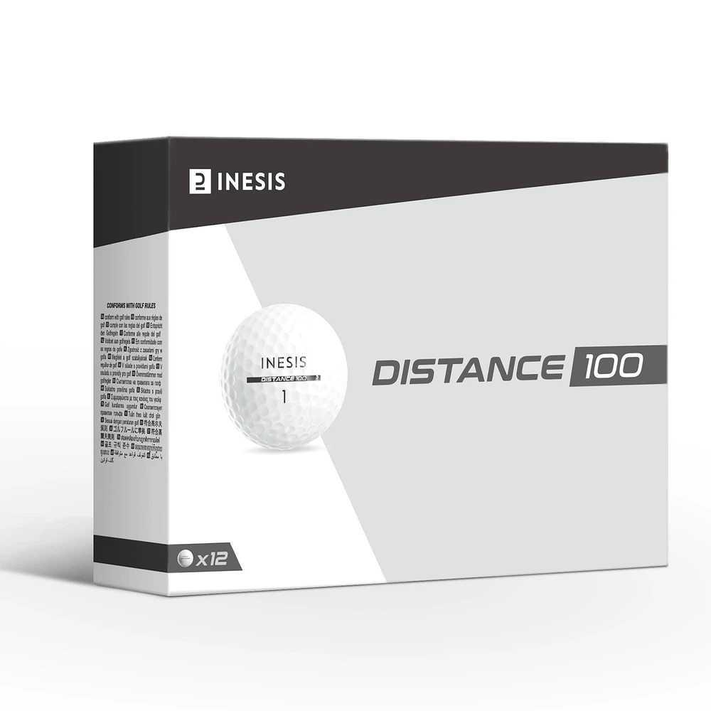 Golf Balls x12 - Inesis Distance 100 White