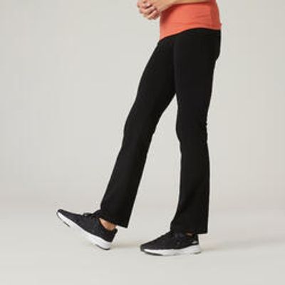 Legging Coton Fitness Fit+ Coupe droite et bas resserable