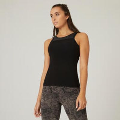 Débardeur Coton Extensible Fitness Avec brassière intégrée Noir