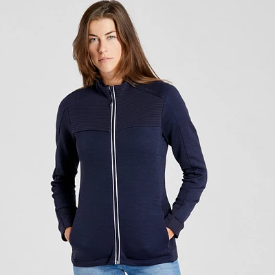 Women's Merino Wool Fleece - Ski Warm 500 Blue