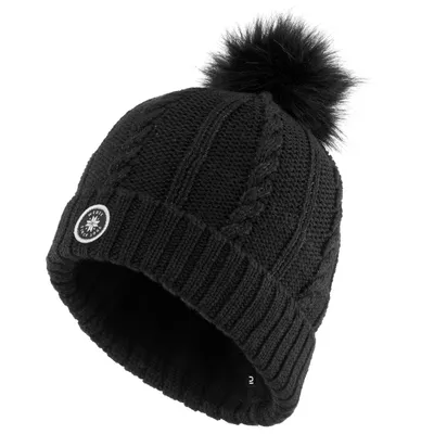 Women's Ski Cable-Knit Faux-Fur Wool Hat