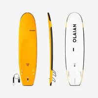 84 L Reinforced Foam Surfboard with Leash - 100 Yellow