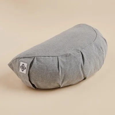 COUSSIN DE YOGA / MEDITATION 1/2 LUNE GRIS ECO-CONCU