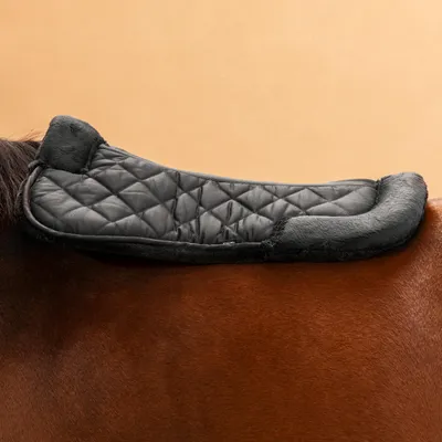 Horse Riding Synthetic Sheepskin Saddle Pad for Horse and Pony 500 - Black