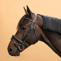 Horse Riding Leather Bridle with French Noseband - 580 Rhinestones Black