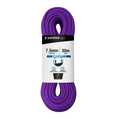 Dry Climbing Double Rope - 7.5 MM x 30 M  (1/3" x 100')