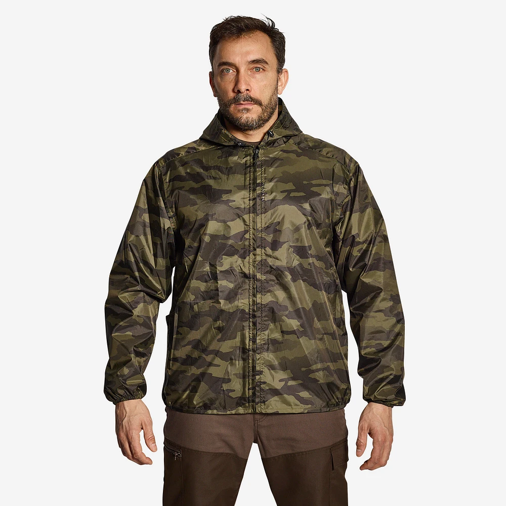 Hunting Lightweight and Waterproof Jacket - 100 Camo Green
