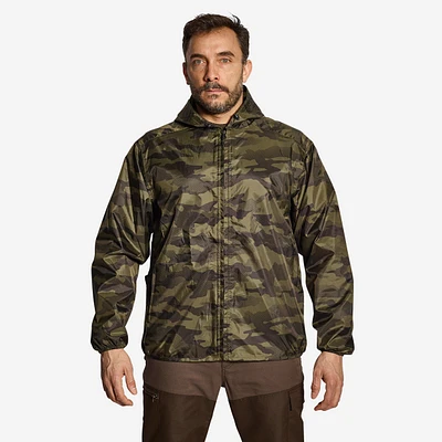 Hunting Lightweight and Waterproof Jacket - 100 Camo Green