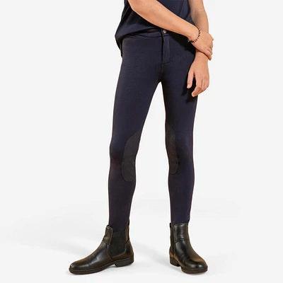 Kids' Horse Riding Suede Patch Jodhpurs 140