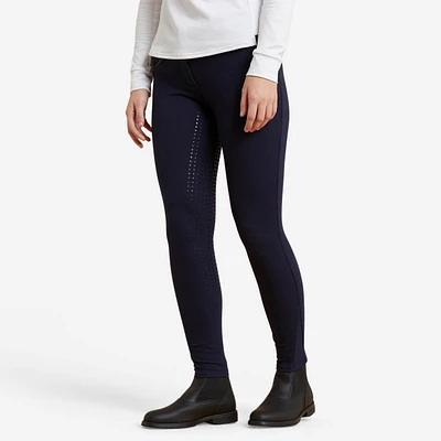 Women's Warm Full Grip Horse Riding Jodhpurs - 500 Blue