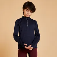 Kids' Horse Riding Long-Sleeved Warm Polo Shirt - 500 Blue