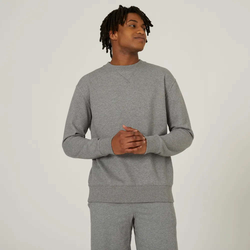 Men’s Fitness Sweatshirt - 500 Essentials Grey