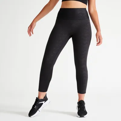 Women's Fitness 7/8 Leggings Fit+ 500 - Black DOMYOS