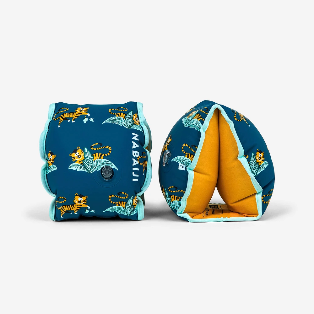 Kids' Swimming Pool Armbands with Fabric Interior - Print Blue