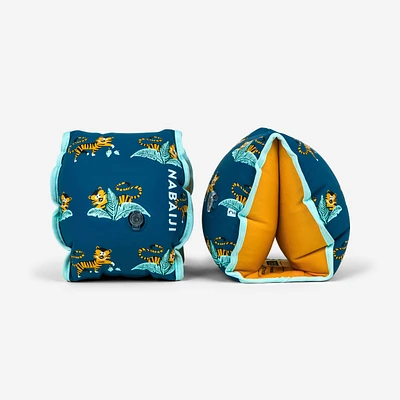 Kids' Swimming Pool Armbands with Fabric Interior - Print Blue